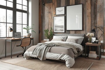 A modern industrial bedroom