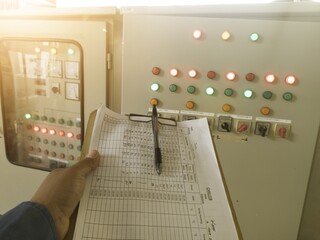 The Electric Enginering checklist and maintenance electric panel in power house.preventive...