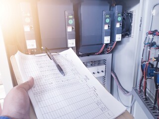 The Electric Enginering checklist and maintenance electric panel in power house.preventive...