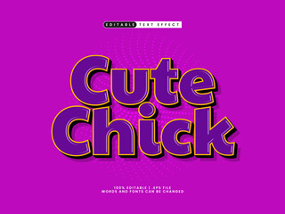 cute chick editable text effect