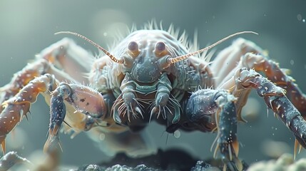 Intricate 3D Visualization of a Microscopic Dust Mite,Revealing the Unseen Inhabitants of Our World