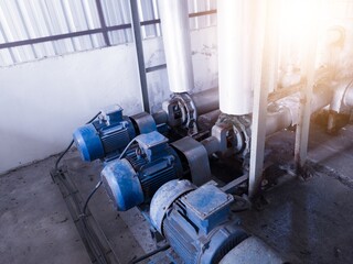 Industrial pump motor induction on water chiller system.