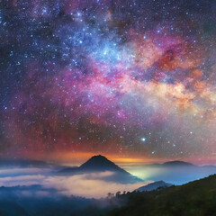 Space Pyramid Milky Way Galaxy Stars Aurora Night Sky Sky Sunset Ancient Civilization Mysteriousness