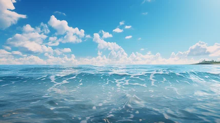Foto op Plexiglas Blue sea water surface with waves and blue sky. Natural background. Generate AI © VinaAmeliaGRPHIC