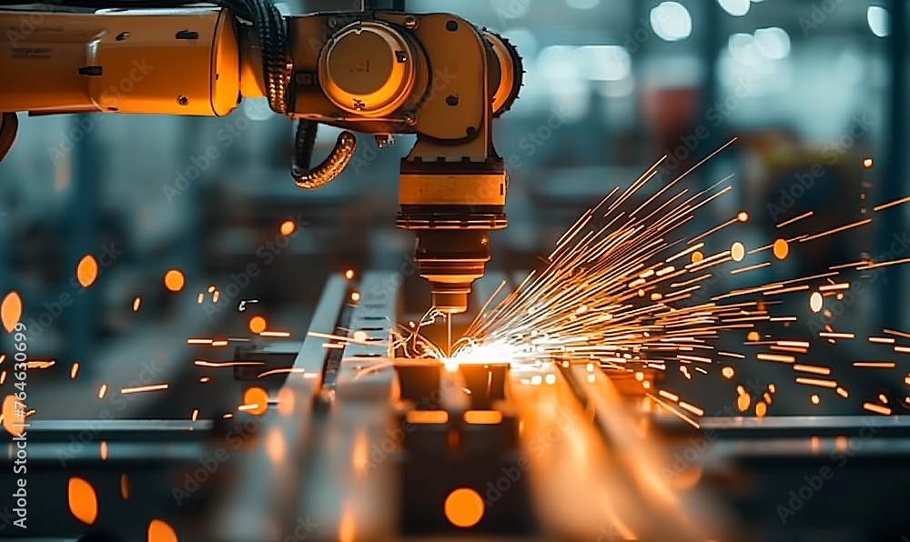 Aufkleber Robotic Precision, Close-up on Automated Welding in Modern Manufacturing