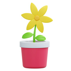 sun flower in the pot spring icon illustration