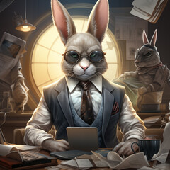 rabbit with laptop