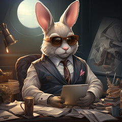rabbit in the office