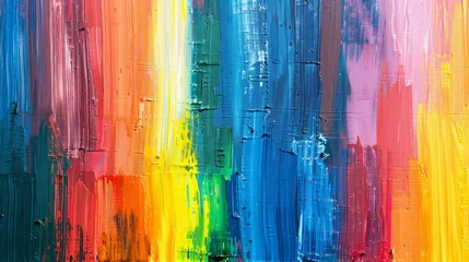 Deurstickers Rainbow of Vertical Paint Strokes on Canvas © irissca