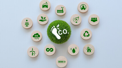Reduce carbon footprint  concept. Green business from renewable energy.  Reducing CO2 emissions....