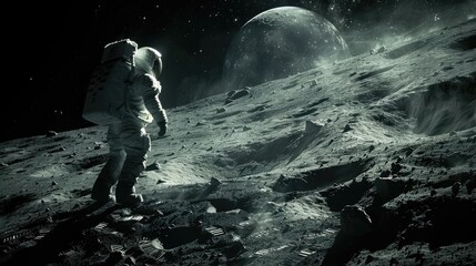 Astronauts are exploring on the moon.