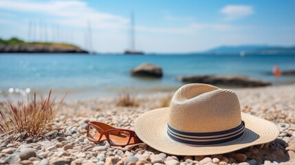 hat on sand on beach