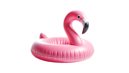 Pink Flamingo Pool Float - On Transparent Background