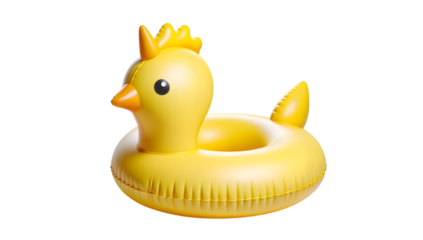 Yellow Rubber Duck Pool Float - On Transparent Background