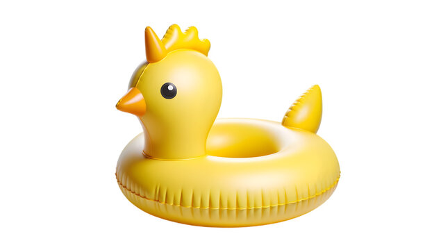 Yellow Rubber Duck Pool Float - On Transparent Background