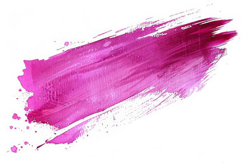 Vibrant pink brush stroke on a white background, ideal for creative design space or background with room for text overlay - obrazy, fototapety, plakaty