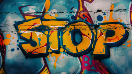 Obraz premium the word STOP, graffiti on the wall