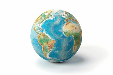 Highly detailed globe with visible continents against a white background, ideal for educational content and space for text on the right