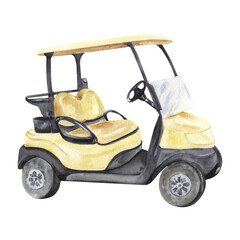 Watercolor golf cart