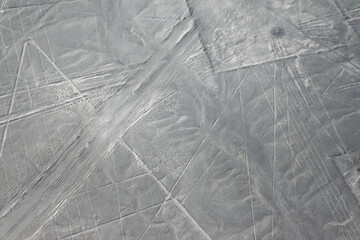 Flight over Nazca lines UNESCO World Heritage Site in Peru