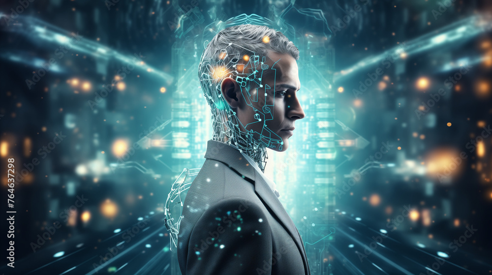 Poster artificial intelligence machine learning business internet technology concept