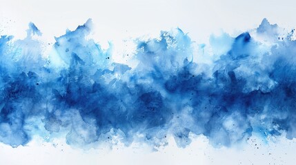 Watercolor images in blue tones painted on a white background for use in various designs. - obrazy, fototapety, plakaty