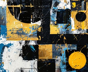 Abstract Black and Gold Painting
