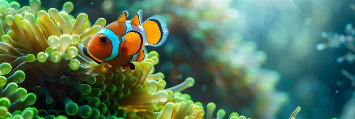 Foto auf Alu-Dibond Clown fish playing in coral under the reef of the sea © Maizal