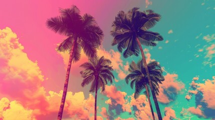 Fototapeta na wymiar palm trees stand against the sky