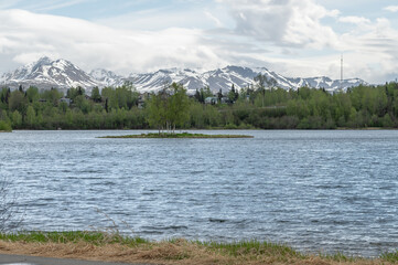 Small Island in Westchester Lagoon, Anchorage, Alaska, USA