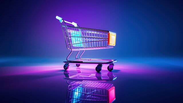 C4D Holographic Tech Style Shopping Cart