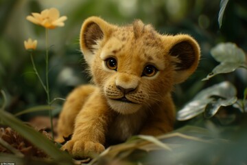 lion cub and lioness