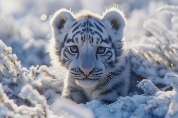 Fototapeta na wymiar siberian tiger in snow