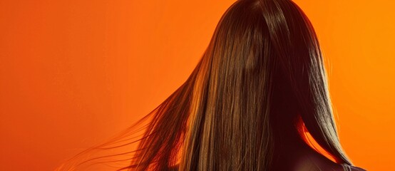 Close up of woman with long hair with copy space