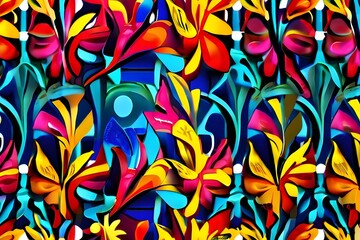 Abstract floral colorful wallpaper background illustration Generative AI
