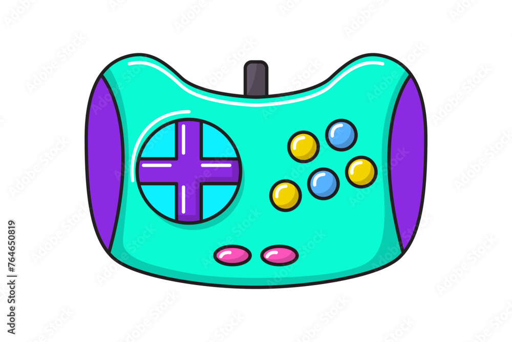 Fototapete vector game controller gamepad icon. turquoise joystick element flat style isolated on white backgro