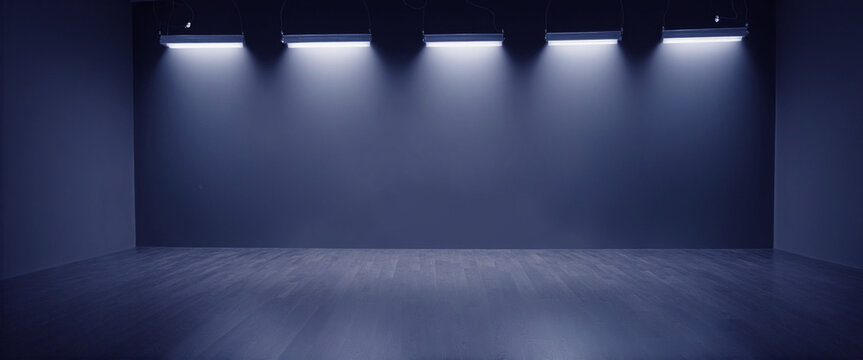 Dark grey gradient background spotlight on empty studio room colorful background