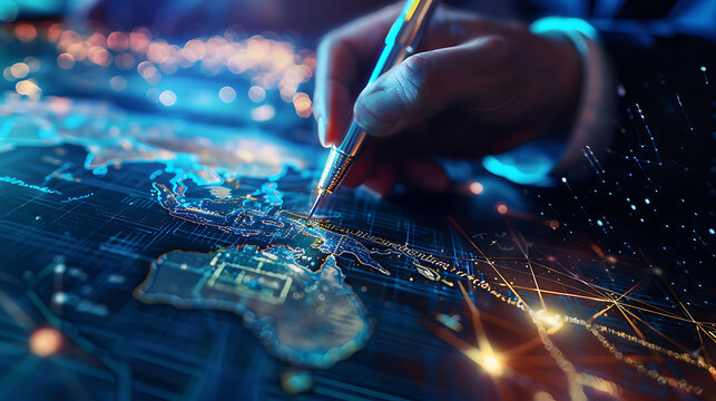 Zoomed-in view of the finalization of an international business strategy, with a focus on the signatures that make it officia. Generative AI illustration 