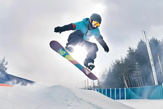 snowboarder jumping in the snow