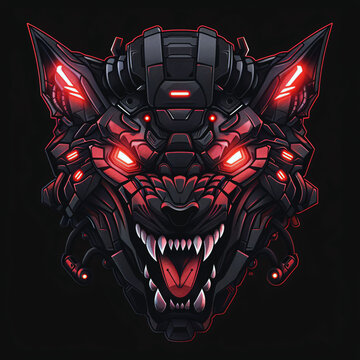 red game icon batch with robot wolf