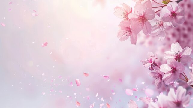 Pink sakura flowers, dreamy romantic image spring