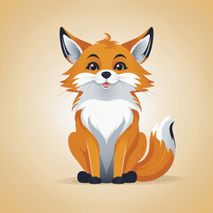 flat   logo of big animal "Fox" 23 colorful background