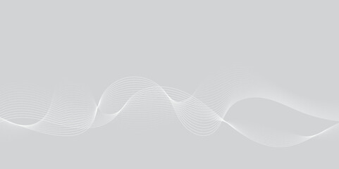 Gray and white abstract background with flowing particles. Digital future technology concept. Abstract white paper wave background and abstract gradient and white wave curve lines.