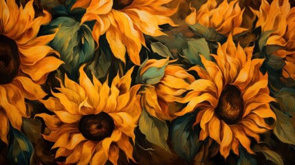 Sunflowers in Vibrant Impressionist Style - obrazy, fototapety, plakaty