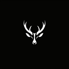white logo deer design on black background