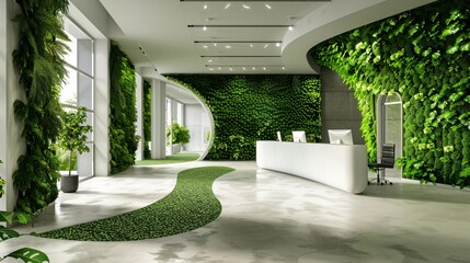 Eco friendly green office building, modern style