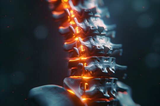 3D rendered image of painful back with Xray showing spinal cord issues for precise diagnosis and treatment. Concept Medical Illustration, Spinal Cord Condition, 3D Rendering, X-Ray Analysis