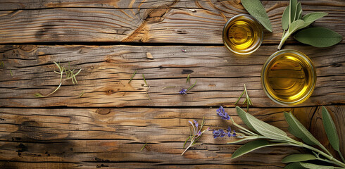 olive oil and green olive on the wooden background.oil can with virgin olive oil and olives.Ai

 - obrazy, fototapety, plakaty
