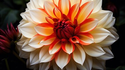 the pink dahlia in its bush in close-up,