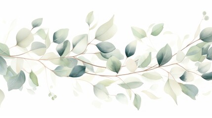Image of eucalyptus branch on a white background. - obrazy, fototapety, plakaty